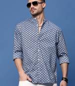 men's grey polka dots slim fit shirt