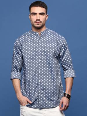 men's grey polka dots slim fit shirt 2