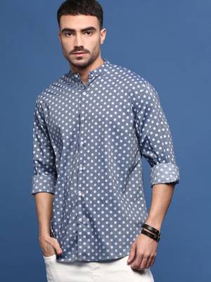 men's grey polka dots slim fit shirt 3