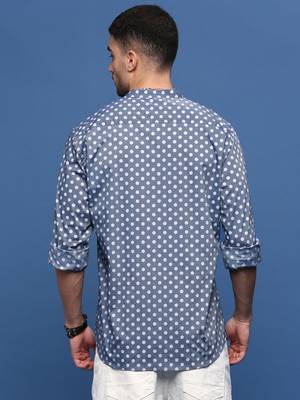 men's grey polka dots slim fit shirt 4