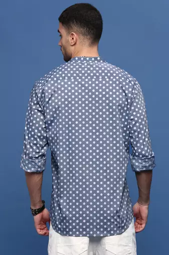 men's grey polka dots slim fit shirt