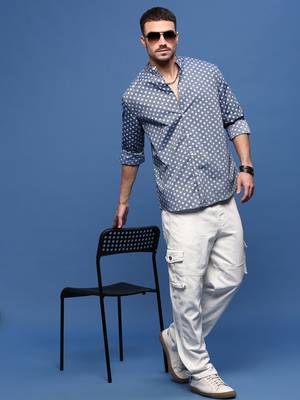 men's grey polka dots slim fit shirt 5