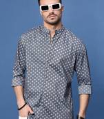 men's grey polka dots slim fit shirt