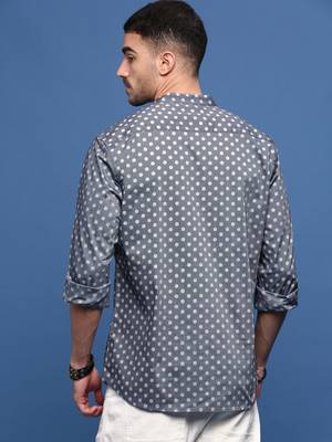 men's grey polka dots slim fit shirt 4