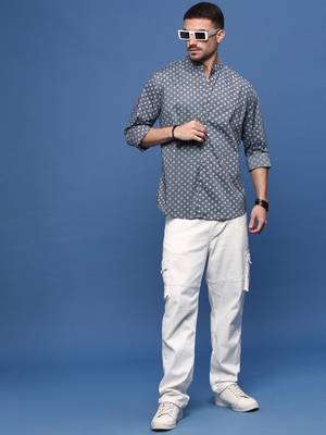 men's grey polka dots slim fit shirt 5