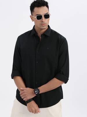 men's green solid slim fit shirt 1