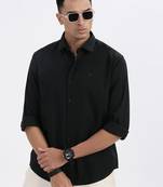 men's green solid slim fit shirt