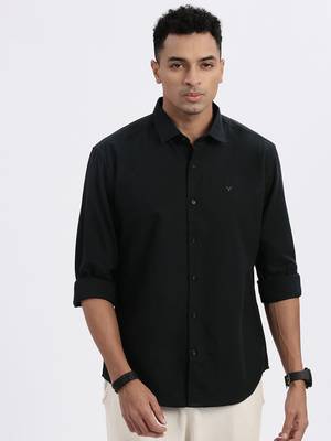 men's green solid slim fit shirt 2