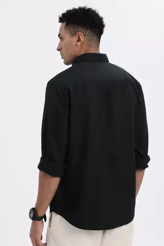 men's green solid slim fit shirt
