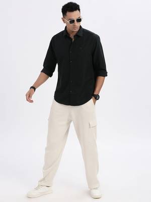 men's green solid slim fit shirt 5