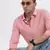 men's peach solid slim fit shirt