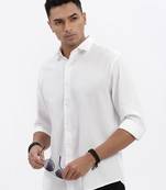men's white solid slim fit shirt