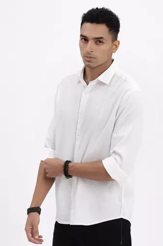 men's white solid slim fit shirt