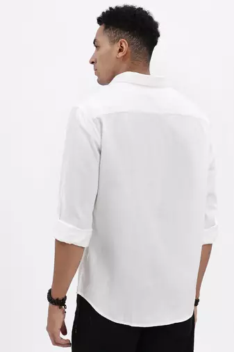 men's white solid slim fit shirt