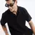 men's short sleeves solid slim fit black shirt