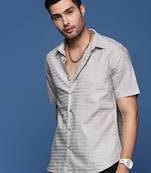 men's solid slim fit grey shirt