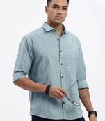 men's blue micro ditsy slim fit shirt