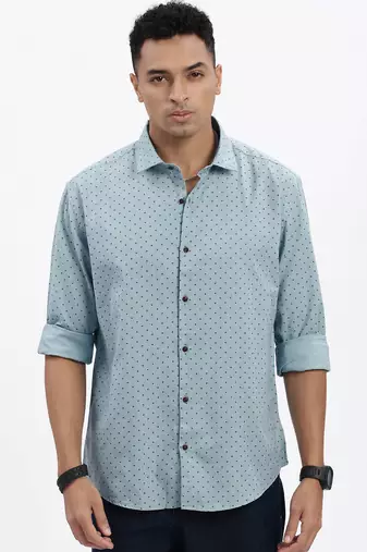 men's blue micro ditsy slim fit shirt