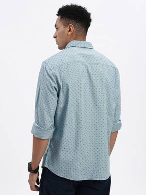 men's blue micro ditsy slim fit shirt 4
