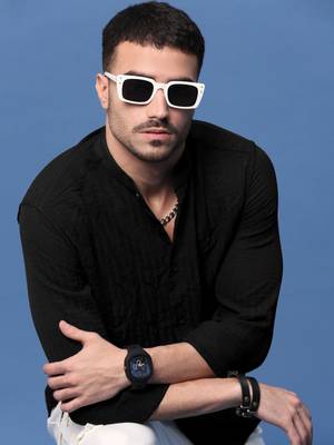 men's black solid slim fit shirt 1