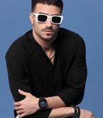 men's black solid slim fit shirt