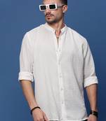 men's white solid slim fit shirt