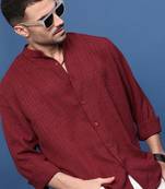 men's maroon solid slim fit shirt