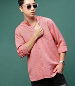 men's peach solid slim fit shirt