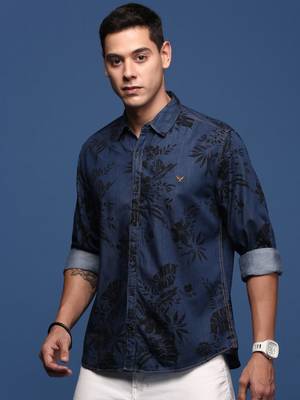 men's floral navy blue slim fit shirt 3