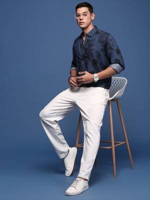 men's floral navy blue slim fit shirt 5
