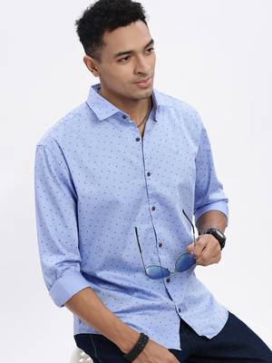 men's blue micro ditsy slim fit shirt 1
