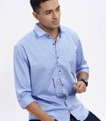 men's blue micro ditsy slim fit shirt