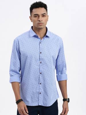 men's blue micro ditsy slim fit shirt 2