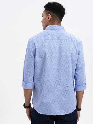 men's blue micro ditsy slim fit shirt 4
