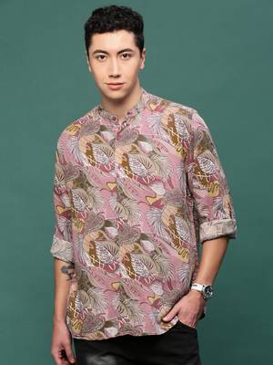 men's pink floral slim fit shirt 2