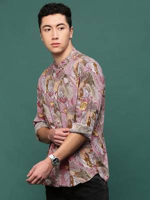 men's pink floral slim fit shirt 3