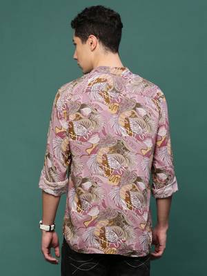 men's pink floral slim fit shirt 4