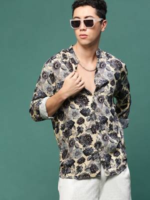 men's charcoal floral slim fit shirt 1