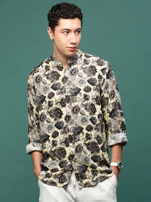 men's charcoal floral slim fit shirt 2