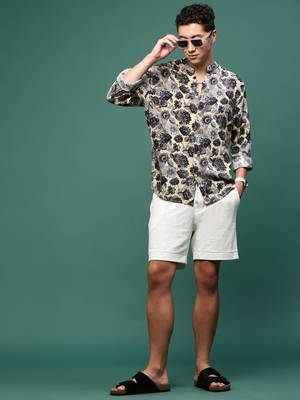 men's charcoal floral slim fit shirt 5