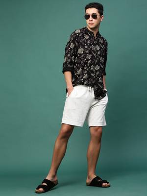 men's black floral slim fit shirt 5