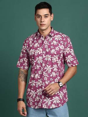 men's floral pink slim fit shirt 2
