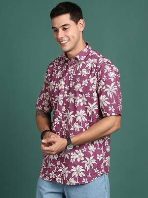 men's floral pink slim fit shirt 3