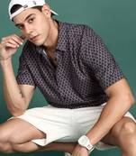 men's floral grey slim fit shirt