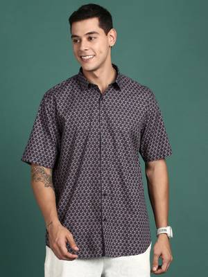 men's floral grey slim fit shirt 2