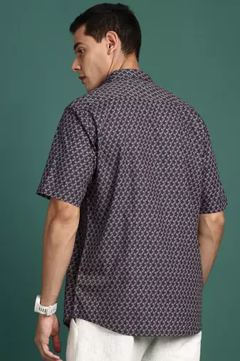 men's floral grey slim fit shirt