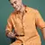 men's abstract orange slim fit shirt