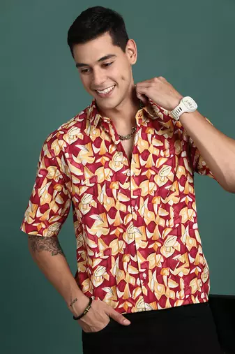 men's abstract multi slim fit shirt