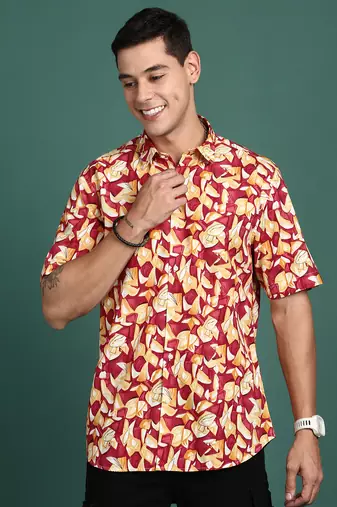 men's abstract multi slim fit shirt