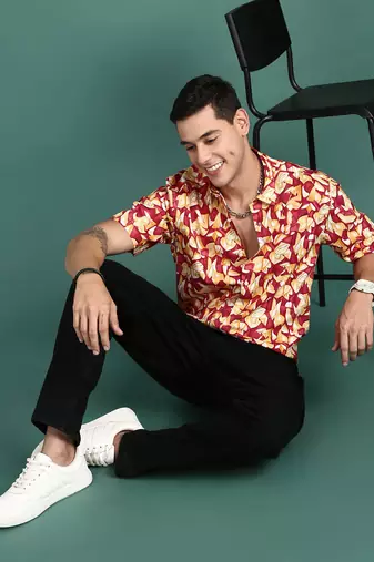 men's abstract multi slim fit shirt
